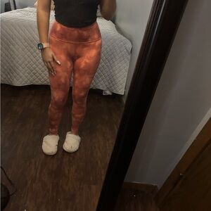 Athleta Elation Printed Tight Womens Coral Pink Leggings